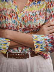 Opal silk watercolour splash print shirt