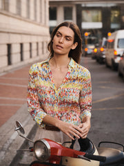 Opal silk watercolour splash print shirt