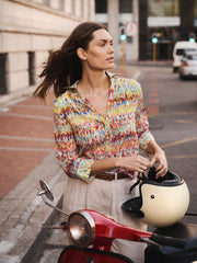 Opal silk watercolour splash print shirt