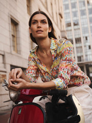 Opal silk watercolour splash print shirt