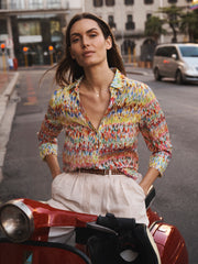 Opal silk watercolour splash print shirt