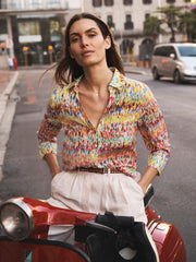 Opal silk watercolour splash print shirt