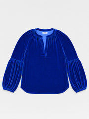 Ophelia silk blend velvet shirt - Lapis Blue | NRBY Clothing