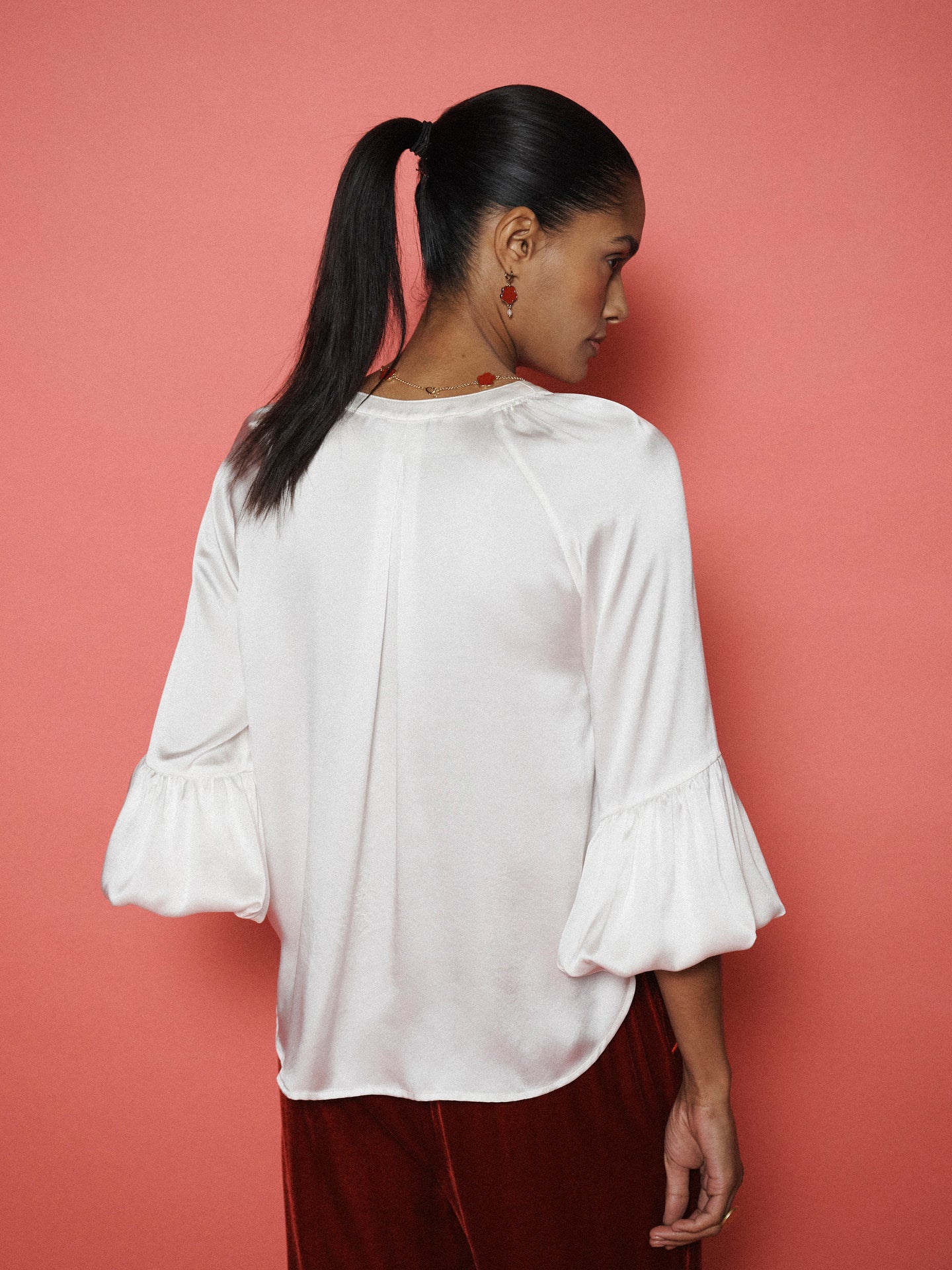Ophelia silk satin shirt - Ivory