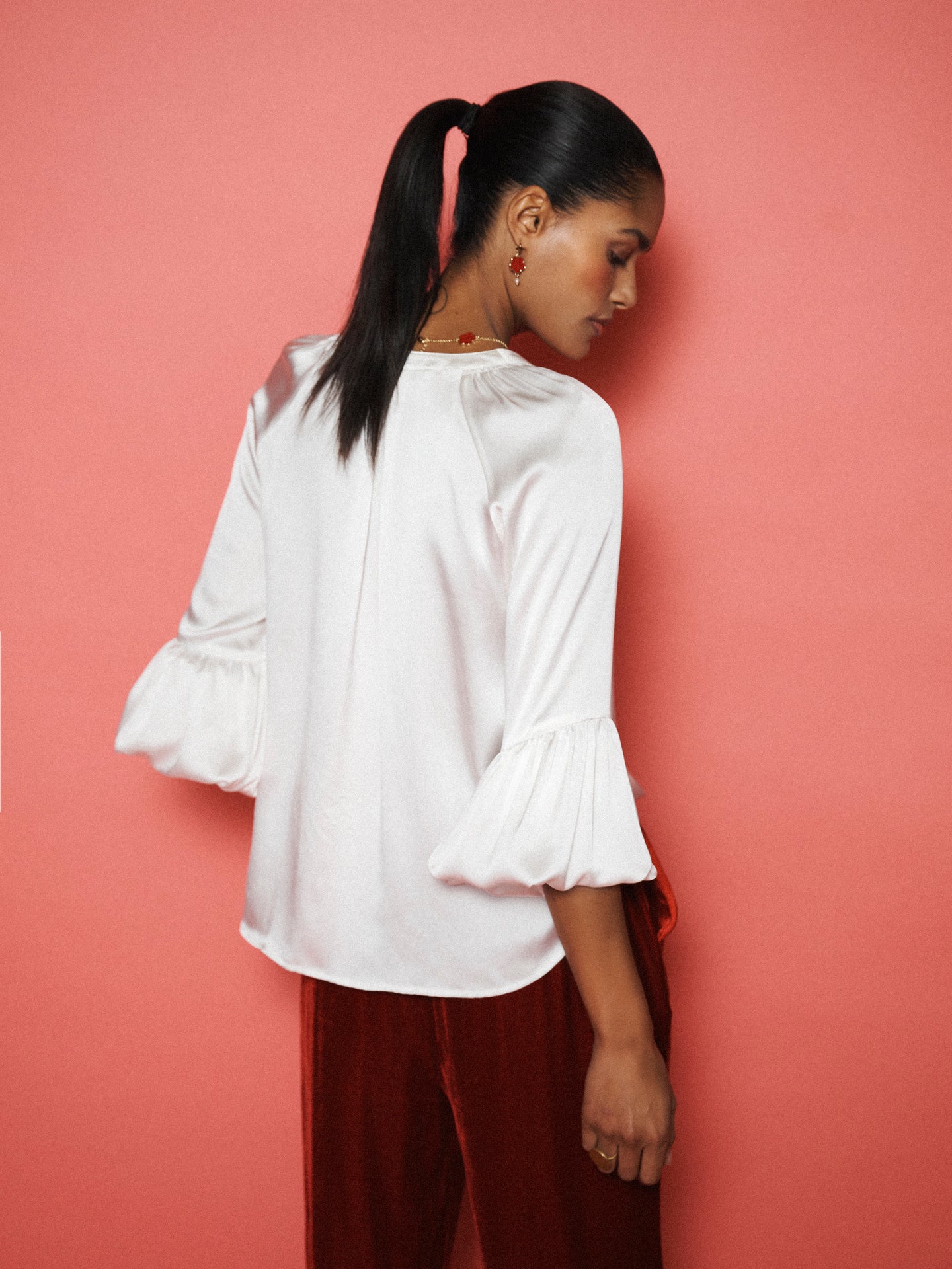 Ophelia silk satin shirt - Ivory