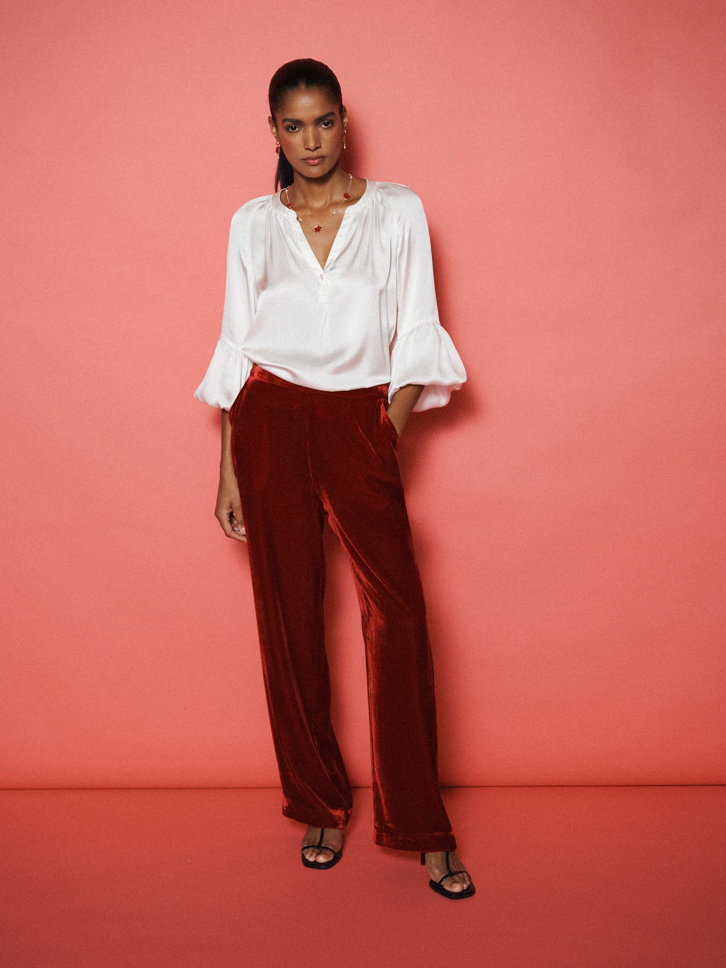 Ophelia silk satin shirt - Ivory