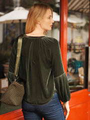 Ophelia silk blend velvet shirt - Khaki