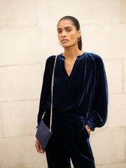 Nikki silk blend velvet shirt - Midnight