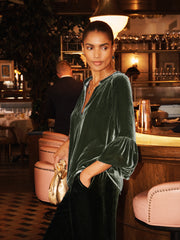 Ophelia silk blend velvet shirt - Khaki