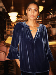 Ophelia silk blend velvet shirt - Denim Blue
