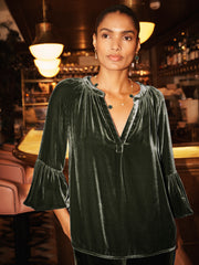 Ophelia silk blend velvet shirt - Khaki