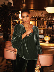 Ophelia silk blend velvet shirt - Khaki