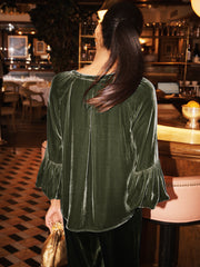 Ophelia silk blend velvet shirt - Khaki