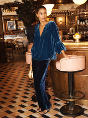 Ophelia silk blend velvet shirt - Peacock
