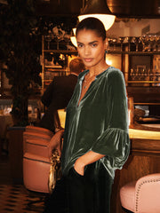 Ophelia silk blend velvet shirt - Khaki