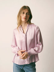 Orlando silk satin shirt - Shell Pink | NRBY Clothing