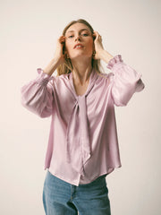 Orlando silk satin shirt - Shell Pink | NRBY Clothing