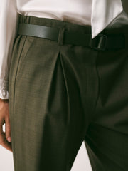 Dee Wool Blend Wide Leg Trouser - Dark Khaki