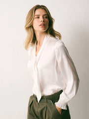 Orlando silk satin shirt - Ivory | NRBY Clothing