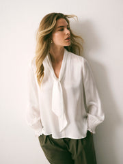 Orlando silk satin shirt - Ivory | NRBY Clothing