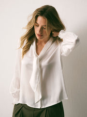 Orlando silk satin shirt - Ivory | NRBY Clothing