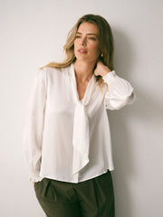 Orlando silk satin shirt - Ivory | NRBY Clothing
