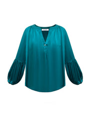 Ophelia silk satin shirt - Sea Green