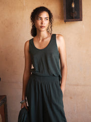 Pammy linen jersey vest - Khaki