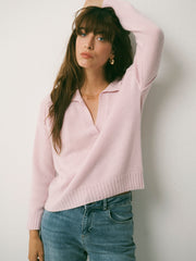 Sydney cashmere collared sweater - Soft Pink | NRBY Clothing