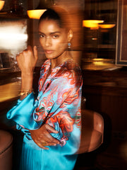 Parker silk satin paisley printed top