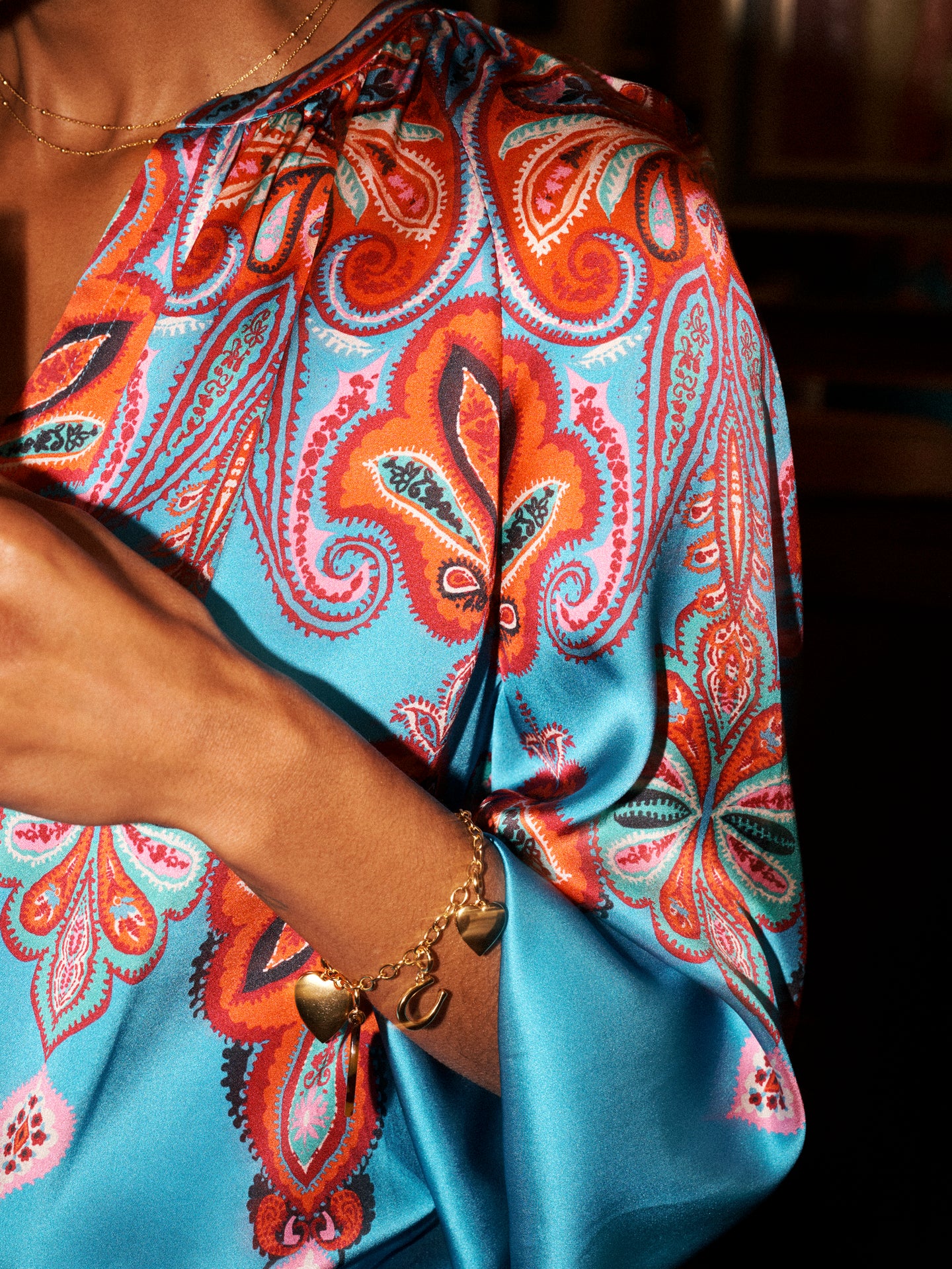Parker silk satin paisley printed top