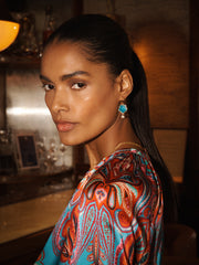 Peacock Flower and Pearl Earrings