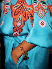 Silk Satin Top & Silk Satin Palazzo Trouser - Turquoise