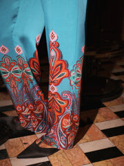 Silk Satin Top & Silk Satin Palazzo Trouser - Turquoise