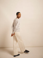 Pasha cotton wide leg pintuck jean - Ecru