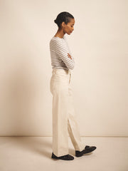 Pasha cotton wide leg pintuck jean - Ecru