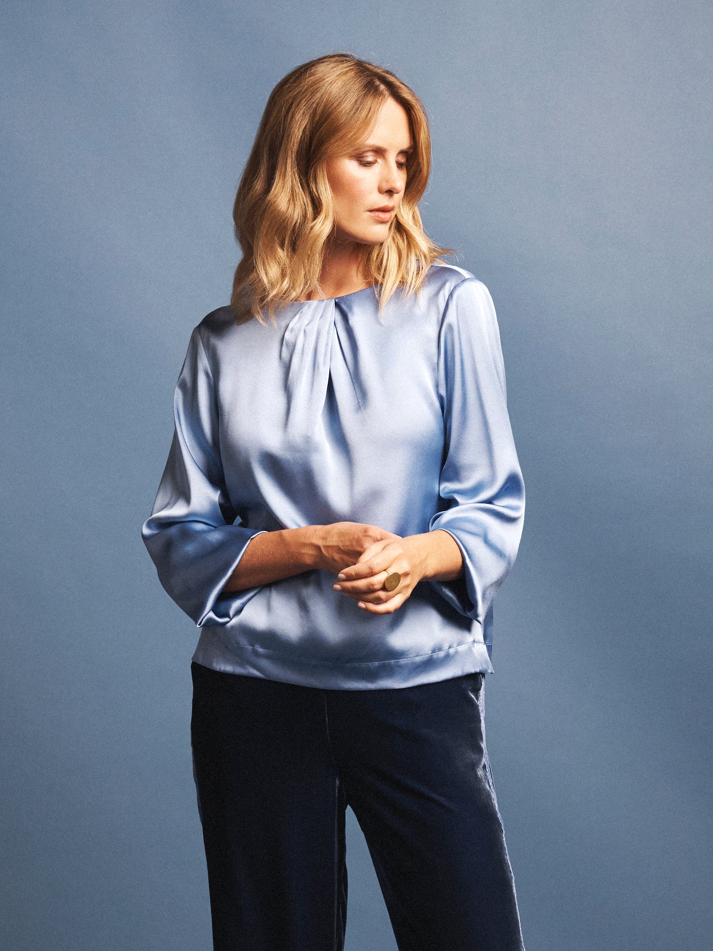 Patsy silk satin top - Chambray