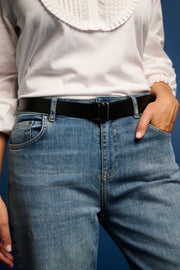 Leather ring belt - Carbon