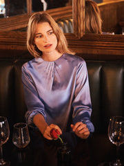 Patsy silk satin top - Chambray