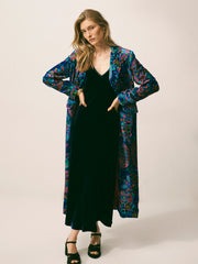 Patti silk blend velvet paisley print long coat | NRBY Clothing