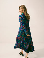 Patti silk blend velvet paisley print long coat | NRBY Clothing