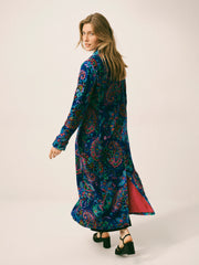 Patti silk blend velvet paisley print long coat | NRBY Clothing