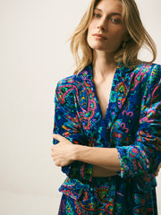 Patti silk blend velvet paisley print long coat | NRBY Clothing
