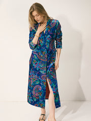 Patti silk blend velvet paisley print long coat | NRBY Clothing