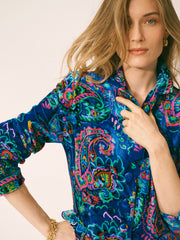Patti silk blend velvet paisley print long coat | NRBY Clothing