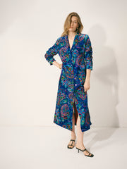 Patti silk blend velvet paisley print long coat | NRBY Clothing