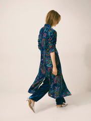Patti silk blend velvet paisley print long coat | NRBY Clothing