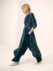 Patti silk blend velvet paisley print long coat | NRBY Clothing