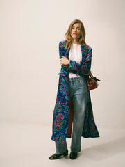 Patti silk blend velvet paisley print long coat | NRBY Clothing