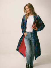 Patti silk blend velvet paisley print long coat | NRBY Clothing